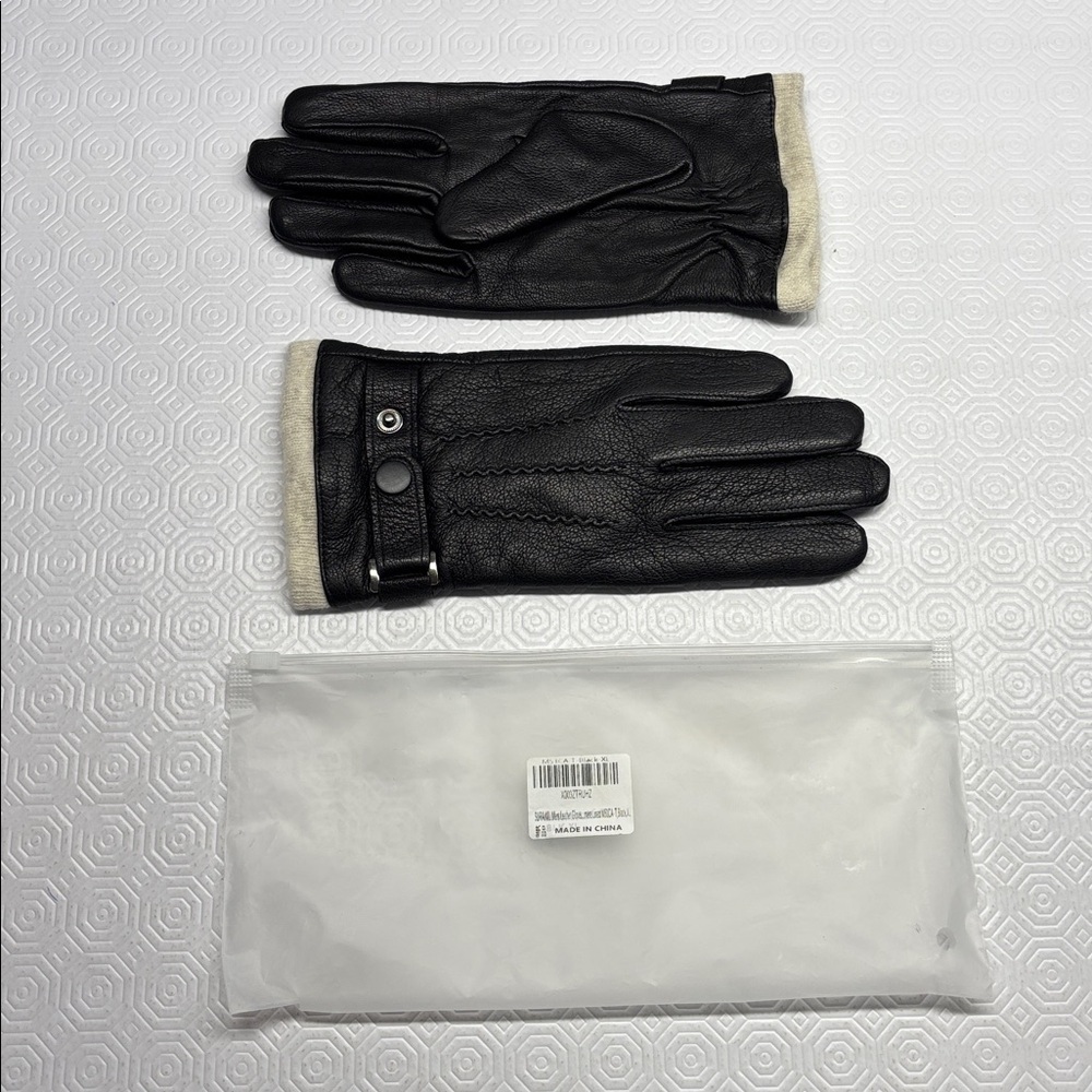 Men’s Leather Gloves Lined Black XL NWT
